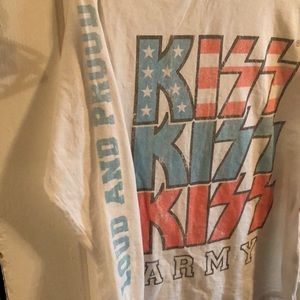 Recycled Karma KISS Army Loud and Proud Tee Women’s  Small Long Sleeve T-shirt